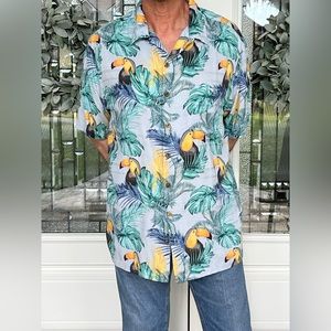 Men's "Caribbean" Textured S/S Tropical Hawaiian Camp Shirt Sz 2XL RN58909